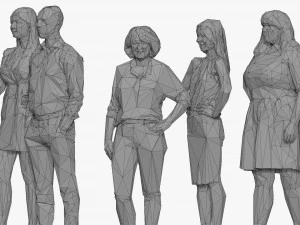 001211 100 people lowpoly 3D Model