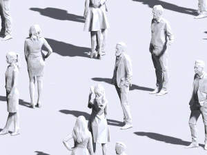 001211 100 people lowpoly 3D Model