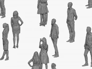 001211 100 people lowpoly 3D Model