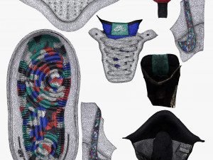 001214 nike air force 1 multicolor 3D Model