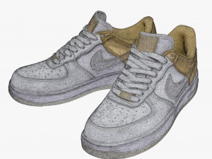 001215 nike air force 1 white Modèle 3D