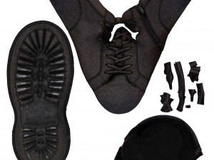 001223 men brown shoes 3D Модель