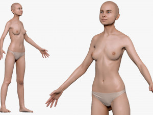 001242 topless woman in white underpants a pose 3D Model