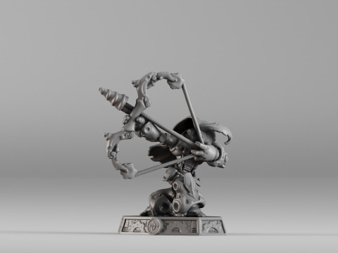S00023 Steampunk Crossbow Warrior 3D प्रिंट मॉडल