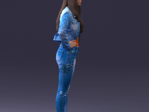 000079 Girl in Jeans Costume 0912 3D Model