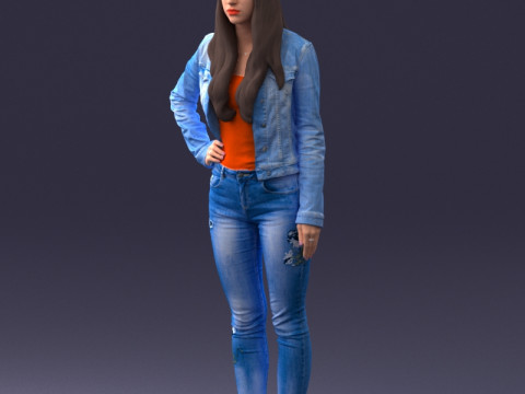 000079 Girl in Jeans Costume 0912 3D 模型