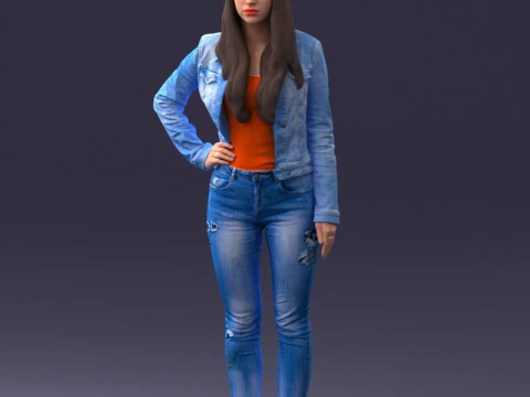 000079 Girl in Jeans Costume 0912 3D Model