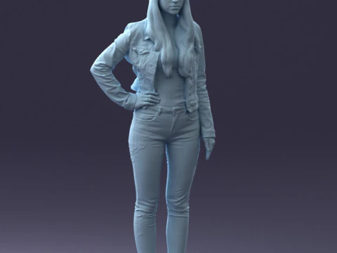 000079 Girl in Jeans Costume 0912 3D Model
