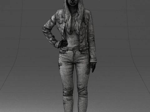 000079 Girl in Jeans Costume 0912 3D Model