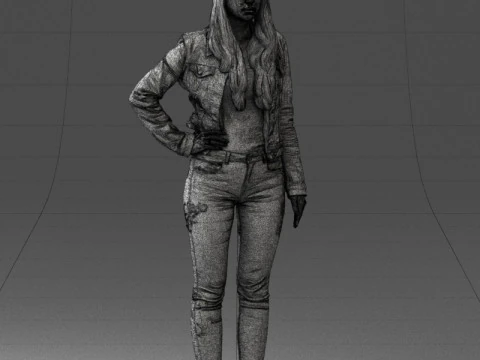 000079 Girl in Jeans Costume 0912 3D Model