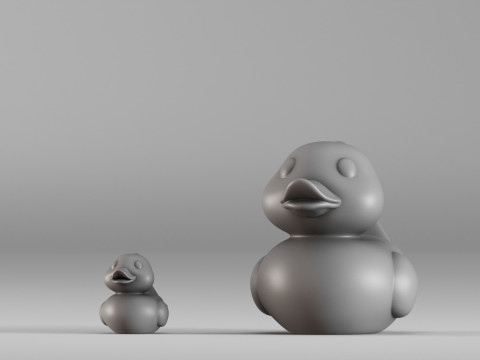 001587 Cute Rubber Duck Duo 3D Print Model