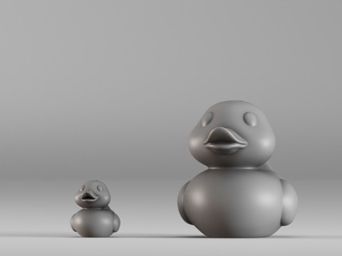 001587 Cute Rubber Duck Duo 3D Print Model