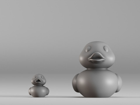 001587 Cute Rubber Duck Duo 3D Print Model