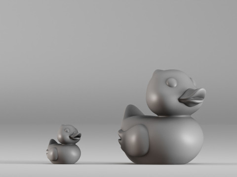 001587 Cute Rubber Duck Duo 3D Print Model