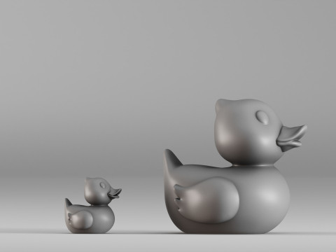 001587 Cute Rubber Duck Duo 3D Print Model