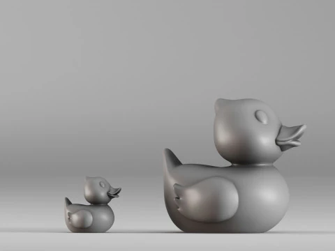 001587 Cute Rubber Duck Duo 3D Print Model