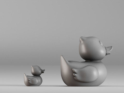 001587 Cute Rubber Duck Duo 3D Print Model