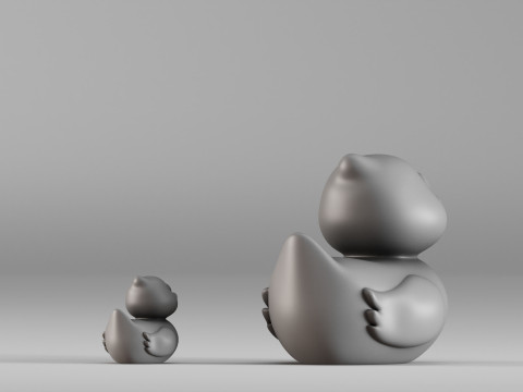 001587 Cute Rubber Duck Duo 3D Print Model