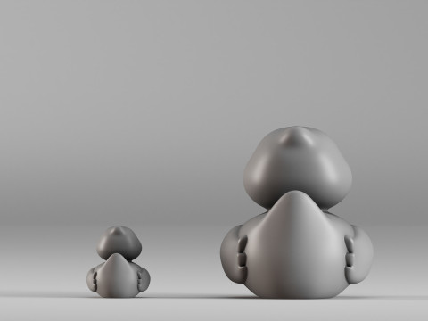 001587 Cute Rubber Duck Duo 3D Print Model