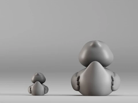 001587 Cute Rubber Duck Duo 3D Print Model