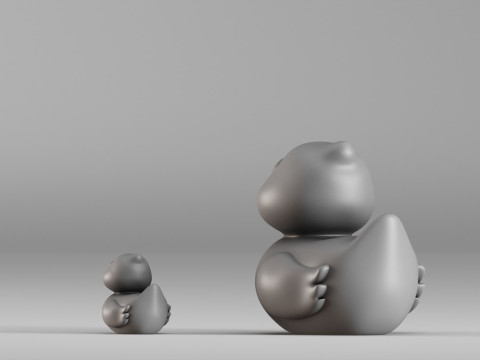 001587 Cute Rubber Duck Duo 3D Print Model