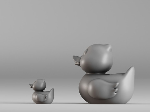001587 Cute Rubber Duck Duo 3D Print Model