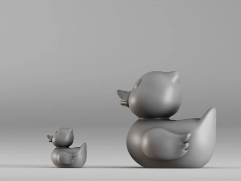 001587 Cute Rubber Duck Duo 3D Print Model