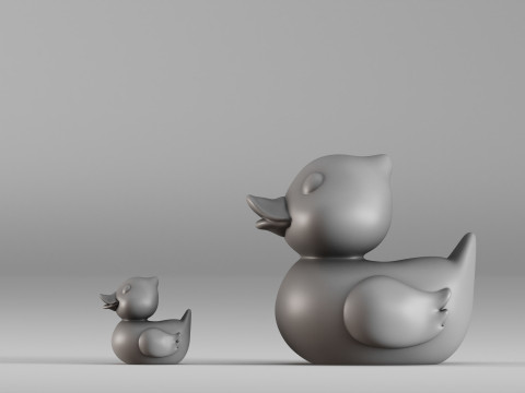 001587 Cute Rubber Duck Duo 3D Print Model