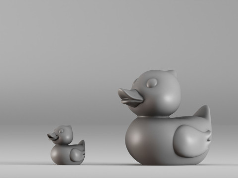 001587 Cute Rubber Duck Duo 3D Print Model