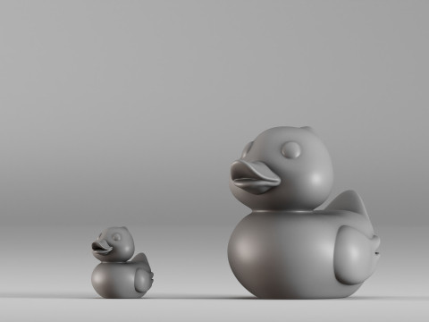001587 Cute Rubber Duck Duo 3D Print Model