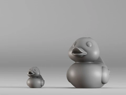 001587 Cute Rubber Duck Duo 3D Print Model