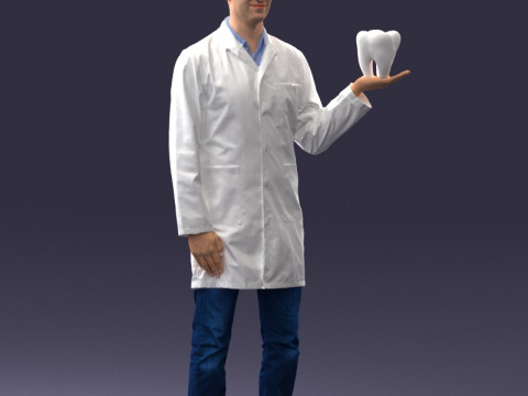 000088 Dentist Holding a Tooth 1030 3D Model