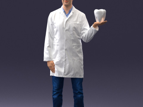 000088 Dentist Holding a Tooth 1030 3D Model