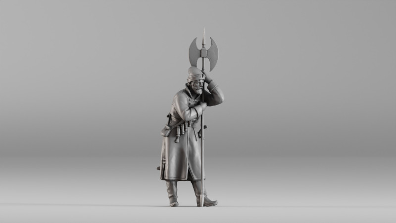 001639 Guard at Rest Medieval Halberd Soldier 3dp 3D Print Model .c4d .max .obj .3ds .fbx .stl .blend