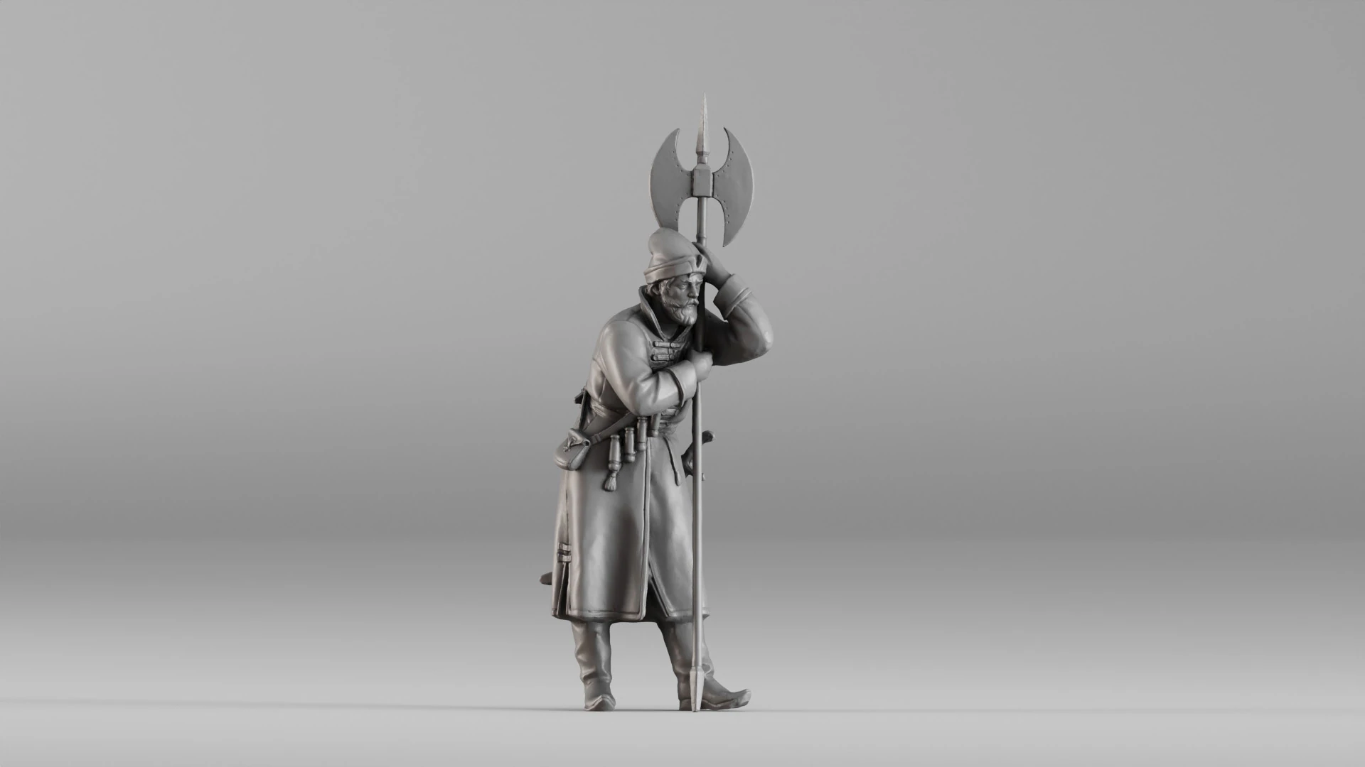 001639 Guard at Rest Medieval Halberd Soldier 3dp 3D Print Model .c4d .max .obj .3ds .fbx .stl .blend 