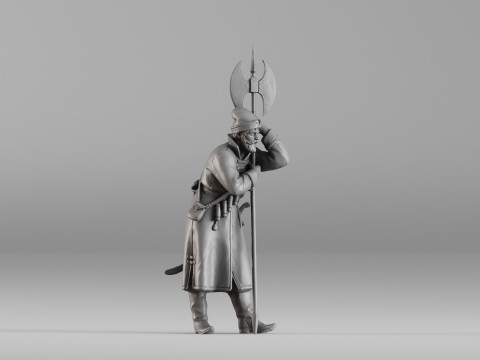 001639 Guard at Rest Medieval Halberd Soldier 3dp 3D Print Model