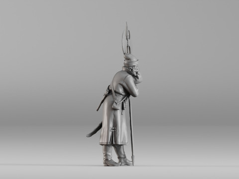 001639 Guard at Rest Medieval Halberd Soldier 3dp 3D Print Model