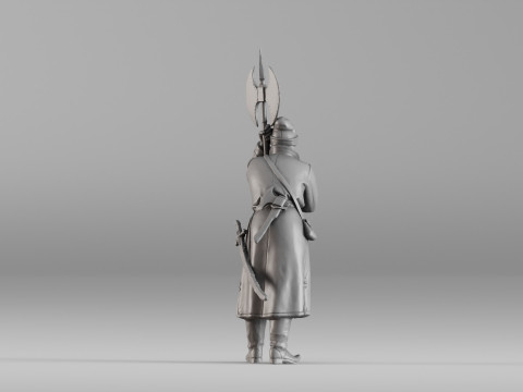 001639 Guard at Rest Medieval Halberd Soldier 3dp 3D Print Model