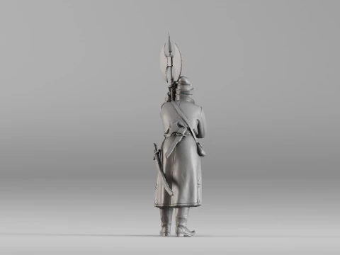 001639 Guard at Rest Medieval Halberd Soldier 3dp 3D Print Model