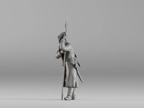 001639 Guard at Rest Medieval Halberd Soldier 3dp 3D Print Model