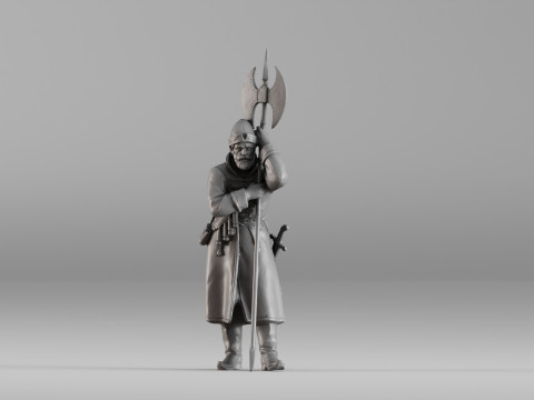 001639 Guard at Rest Medieval Halberd Soldier 3dp 3D Print Model