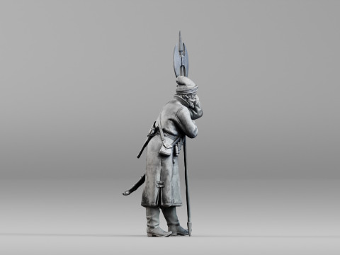 001639 Guard at Rest Medieval Halberd Soldier 3dp 3D Print Model