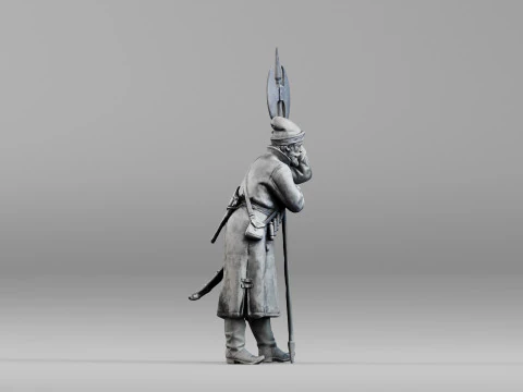 001639 Guard at Rest Medieval Halberd Soldier 3dp 3D Print Model