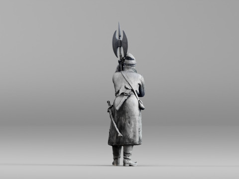 001639 Guard at Rest Medieval Halberd Soldier 3dp 3D Print Model