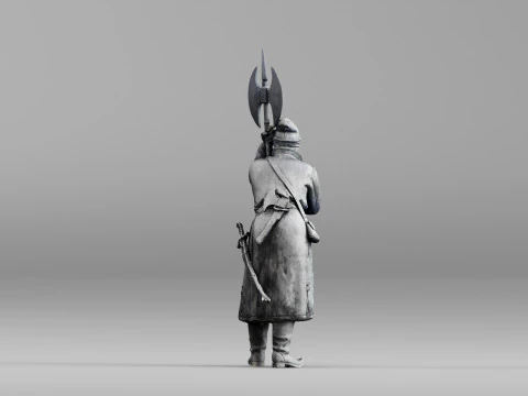 001639 Guard at Rest Medieval Halberd Soldier 3dp 3D Print Model