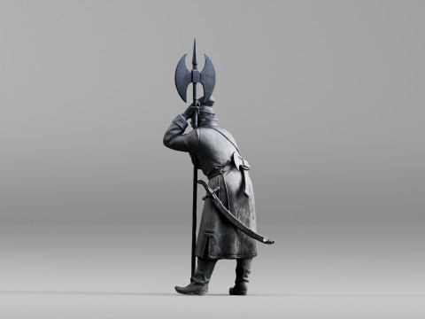 001639 Guard at Rest Medieval Halberd Soldier 3dp 3D Print Model