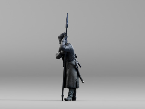 001639 Guard at Rest Medieval Halberd Soldier 3dp 3D Print Model