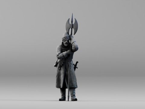 001639 Guard at Rest Medieval Halberd Soldier 3dp 3D Print Model