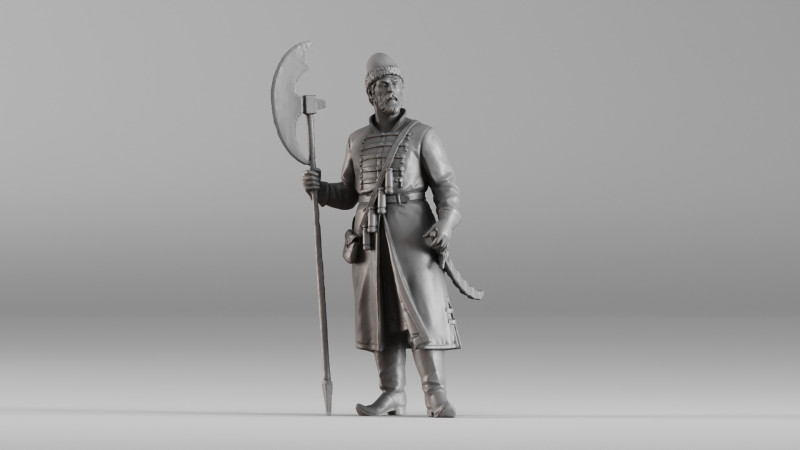 001640 Guard with Halberd 3D Scanned Historical Figure 3dp 3D printmodel .c4d .max .obj .3ds .fbx .stl .blend