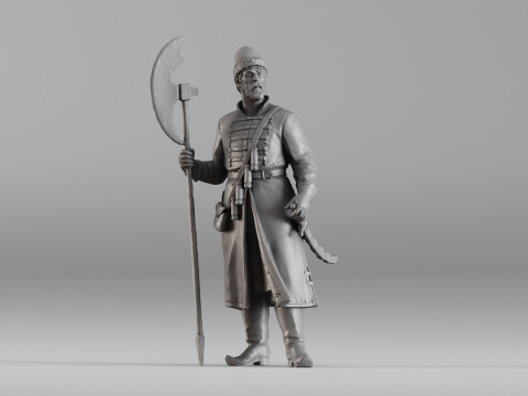 001640 Guard with Halberd 3D Scanned Historical Figure 3dp Model Cetak 3D